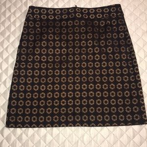 Brown, Navy & Gold Pencil Skirt front the Loft.